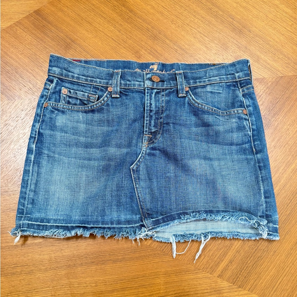 7 For All Mankind Blue Casual Mini Skirt